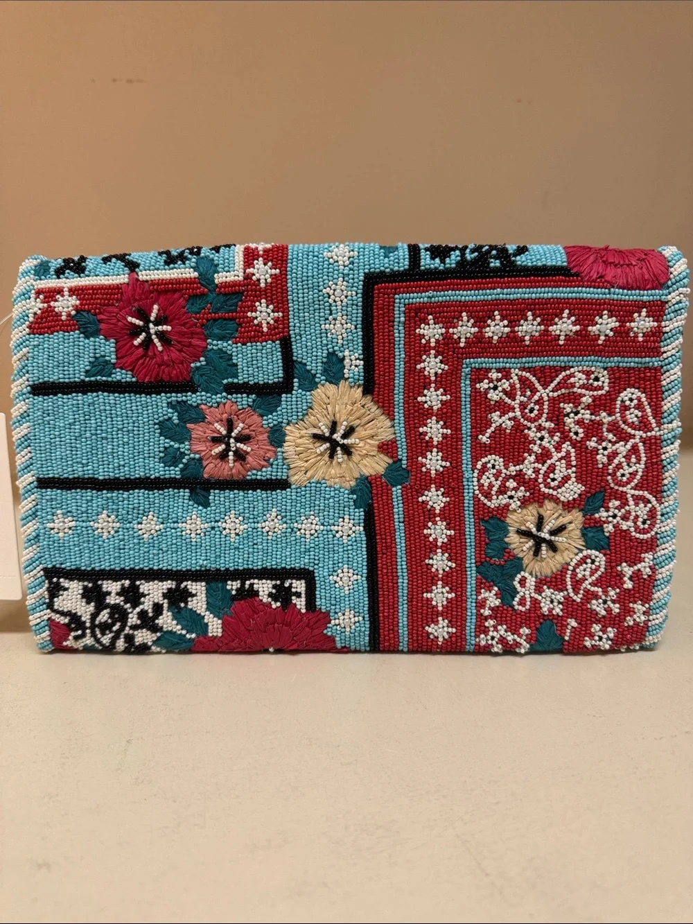 Anthropologie beaded fold-over clutch/shoulder bag, NWT